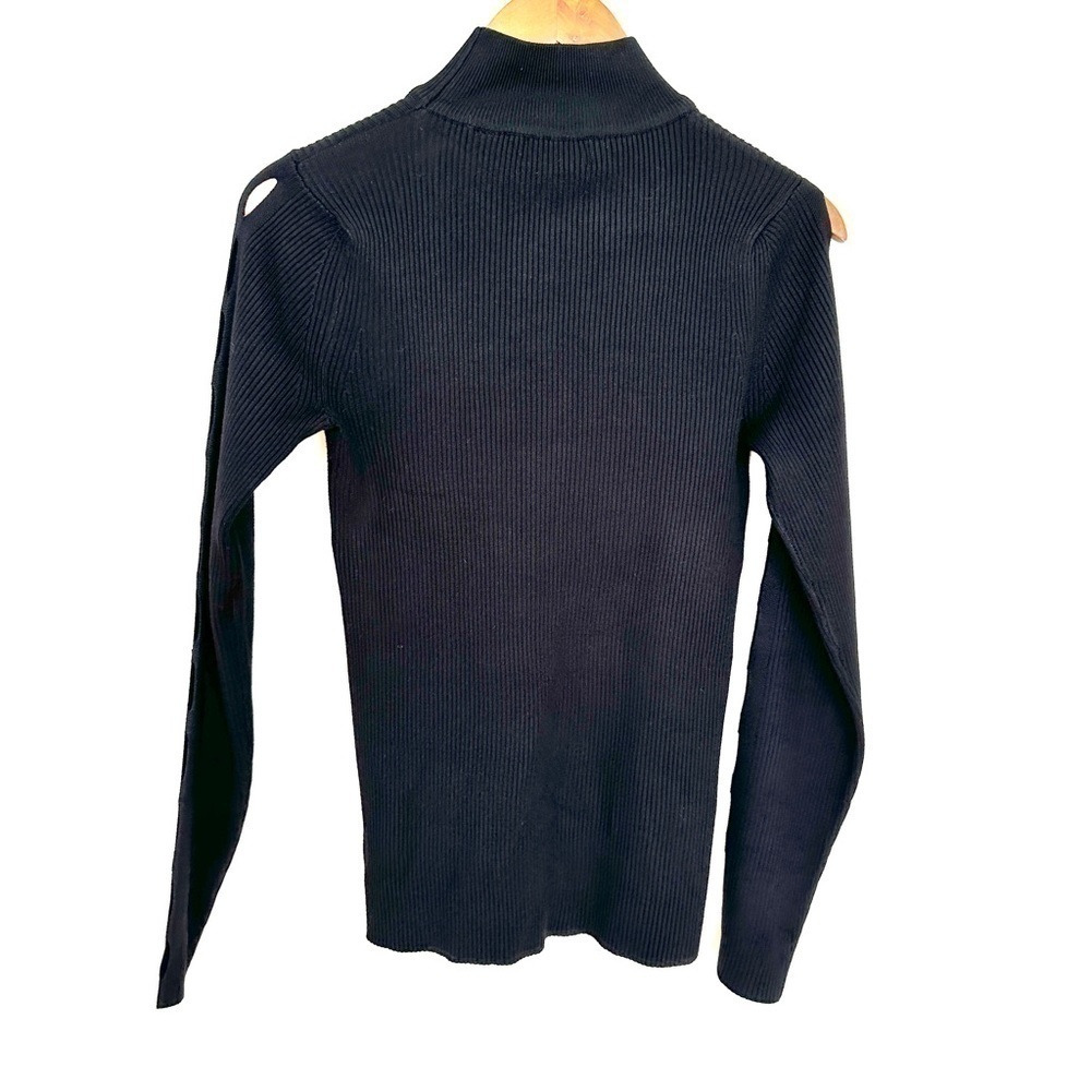 Tahari turtleneck sweater with long sleeves, fine rib, rayon blend - Picture 7 of 11